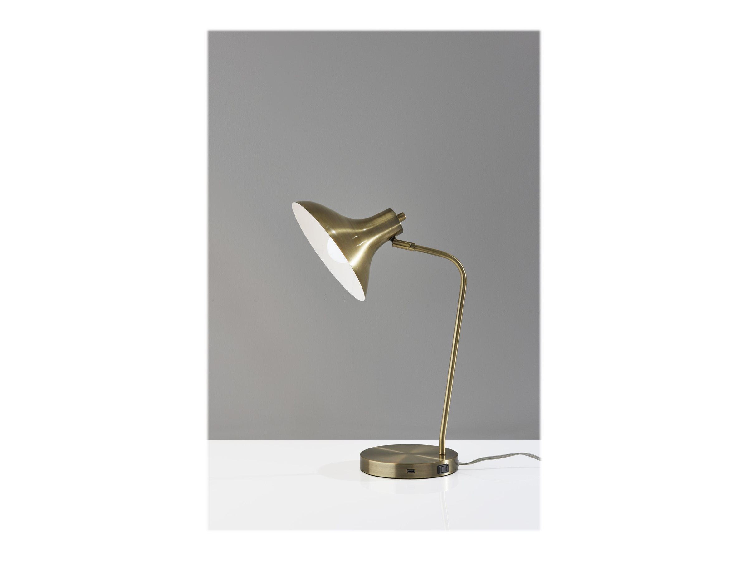 Simplee Adesso Cleo Desk Lamp, Antique Brass, Electronic, Antique Brass Shade