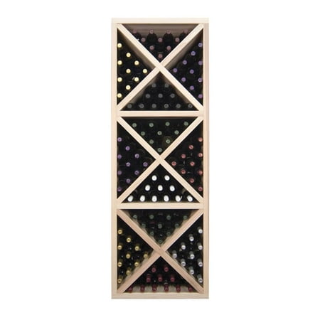 Closed Cube Wine Storage Tower w Triangular Bins (Premium Redwood Unstained)