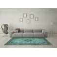 thumbnail image 3 of Ahgly Company Indoor Round Medallion Light Blue Traditional Area Rugs, 5' Round, 3 of 4