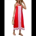 thumbnail image 2 of Vestido Bohemio Floral para Mujer, Vestido Informal de Verano con Bloques de Color. Rojo L, 2 of 10