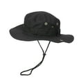 thumbnail image 2 of Helii Unisex UPF 50+ Wide Brim Boonie Hat, Lightweight Breathable Fishing Sun Hat, Foldable Packable Bucket Hat with Adjustable Chin Strap for Hiking Camping Beach Black,One Size, 2 of 4