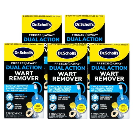 (5 pack) Dr. Scholl’s Freeze Away Wart Remover Dual Action (7 Applications) for Common & Plantar Wart Removal