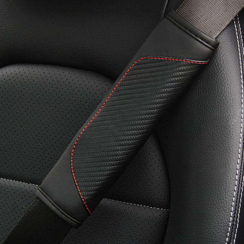 DBL for Cadillac Car Seat Belt Shoulder Cover 4D Carbon Fiber Auto Seatbelt Comfort Safety Strap Protect Pads Reflective Stickers for Travel 2Pcs red 