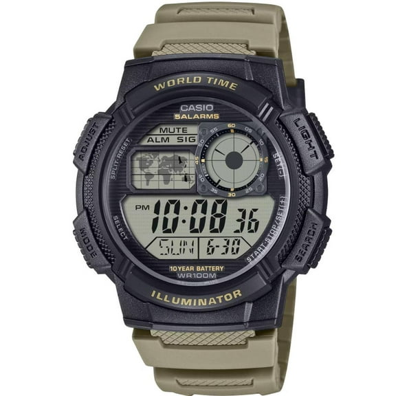 Casio Men's Sand Beige Illuminator Digital World Time Watch - AE-1000W-5AVCF