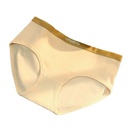 

JFY Women Panties Solid Color Mid Waist Letter Print Elastic No Constraint Protective Soft Cotton Fitness Lady Underpants Inner Wear Clothes