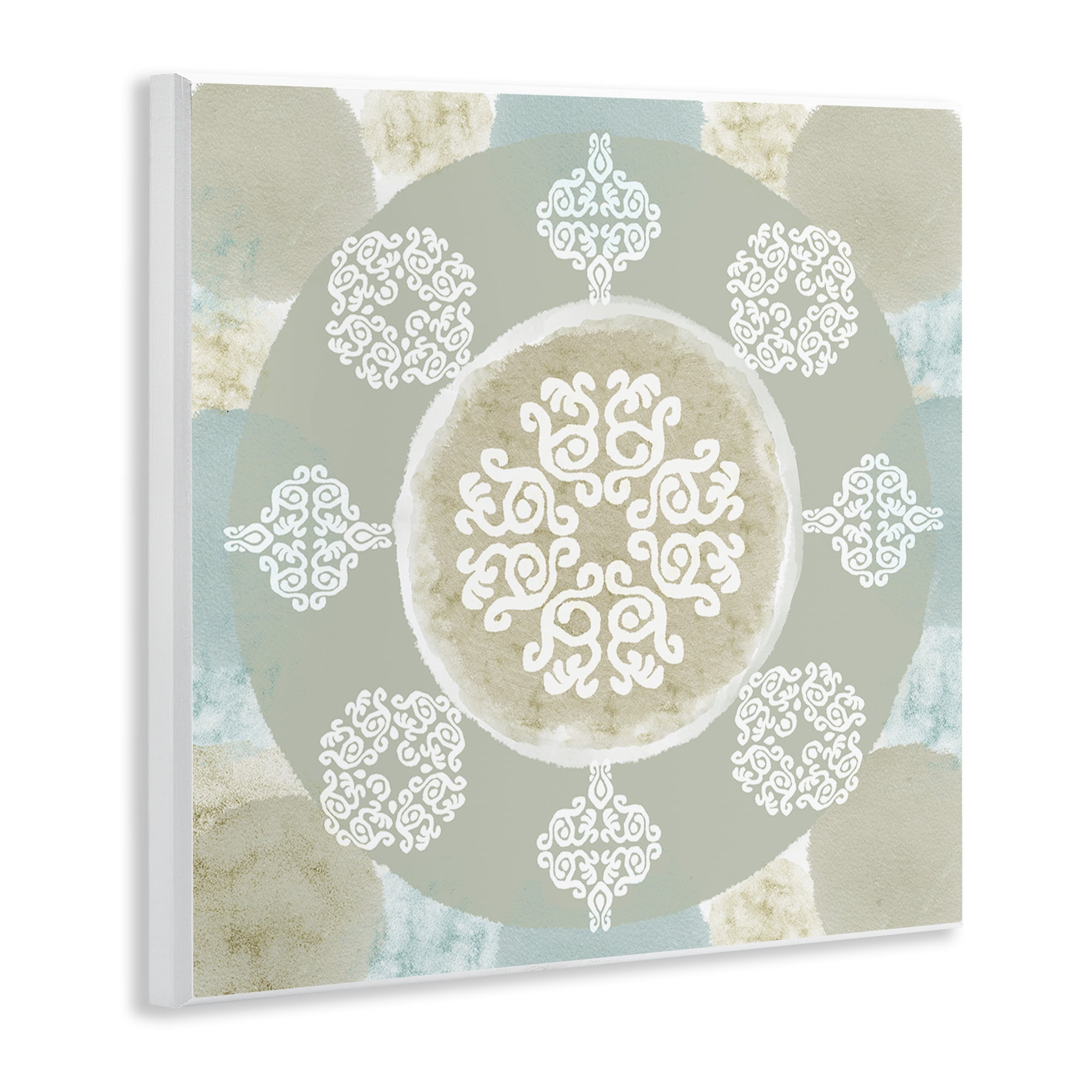 Stupell Industries Mint & Beige Mandala Abstract Painting Unframed Art Print Wall Art, 12 x 12