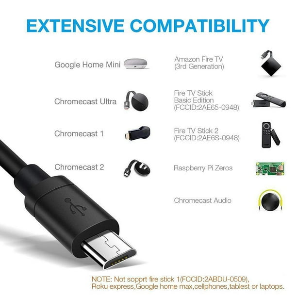 Adaptateur Réseau micro-USB vers Ethernet RJ45 pour Chromecast, Google  Home,  Fire Stick - Français