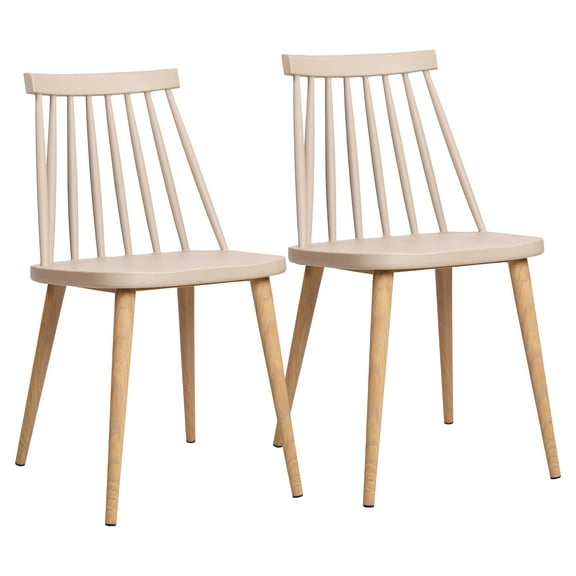 Abble Set of 2 Modern Dining Chairs Indoor Kitchen Chairs -Beige