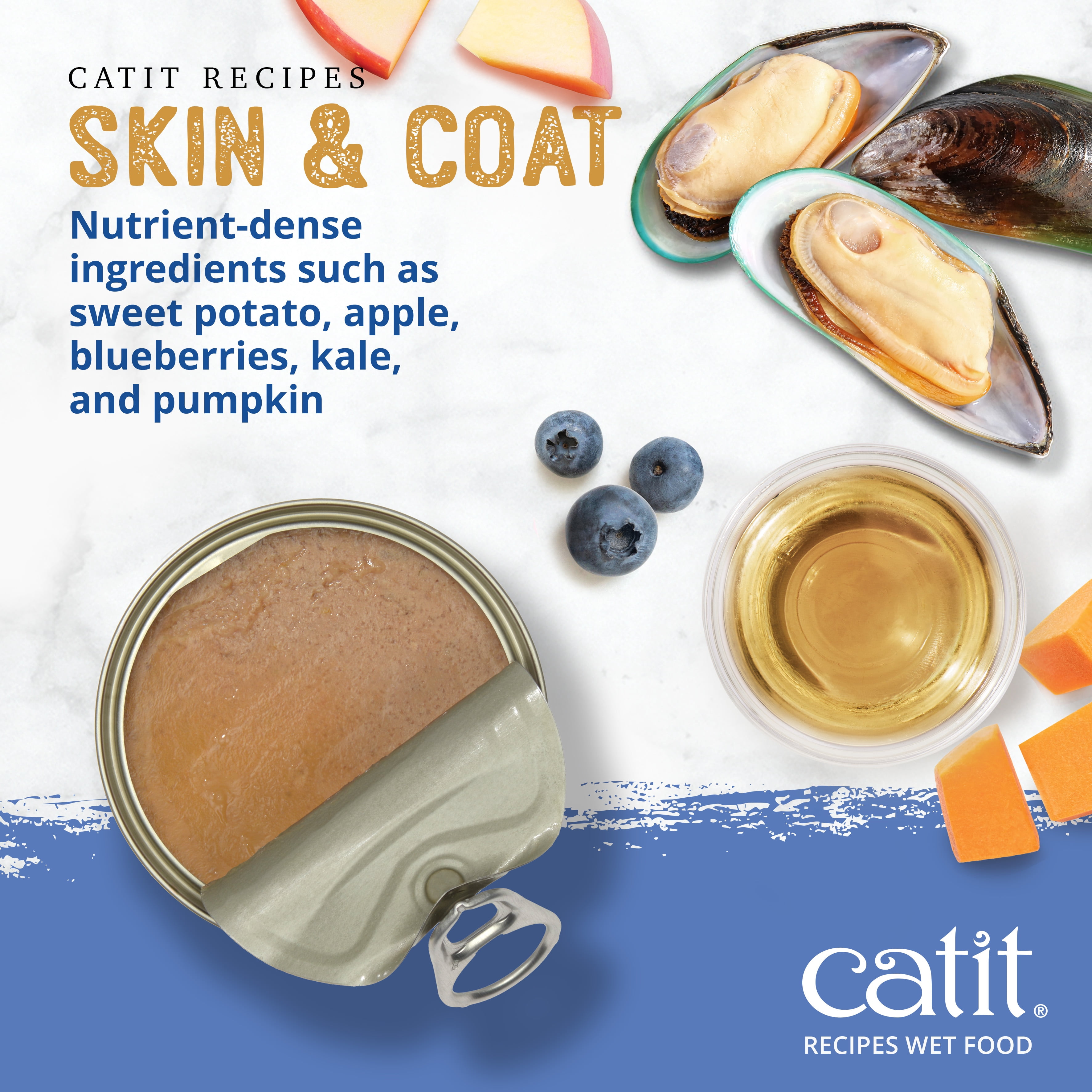 Catit Recipes Skin & Coat Seafood & Chicken Entree in Bone Broth for Adult Cats 85 G