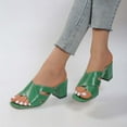 thumbnail image 4 of Anuirheih Clearance Slip on Sandals Women,Women's Summer Casual Comfortable Square Heel Slippers Middle Heel Fashion Solid Color Slippers(Green), 4 of 5