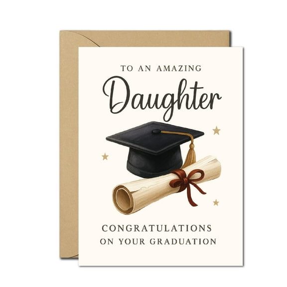 To an Amazing Daughter Graduation Card – Congratulations Card for Daughter – Elegant Graduation Greeting Card – Blank Inside