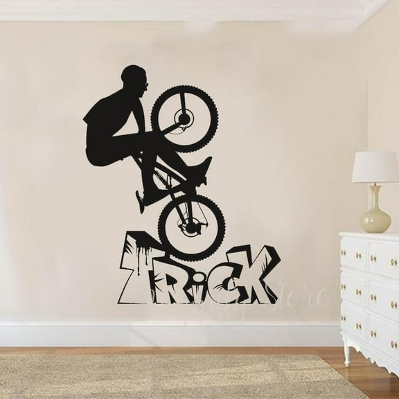 Bicycle Sports Wall Decal Bike Trick for Teen Room Garage Vinyl Wall Stickers Home Interior Decoration Boys Bedroom Murals 42x50cm