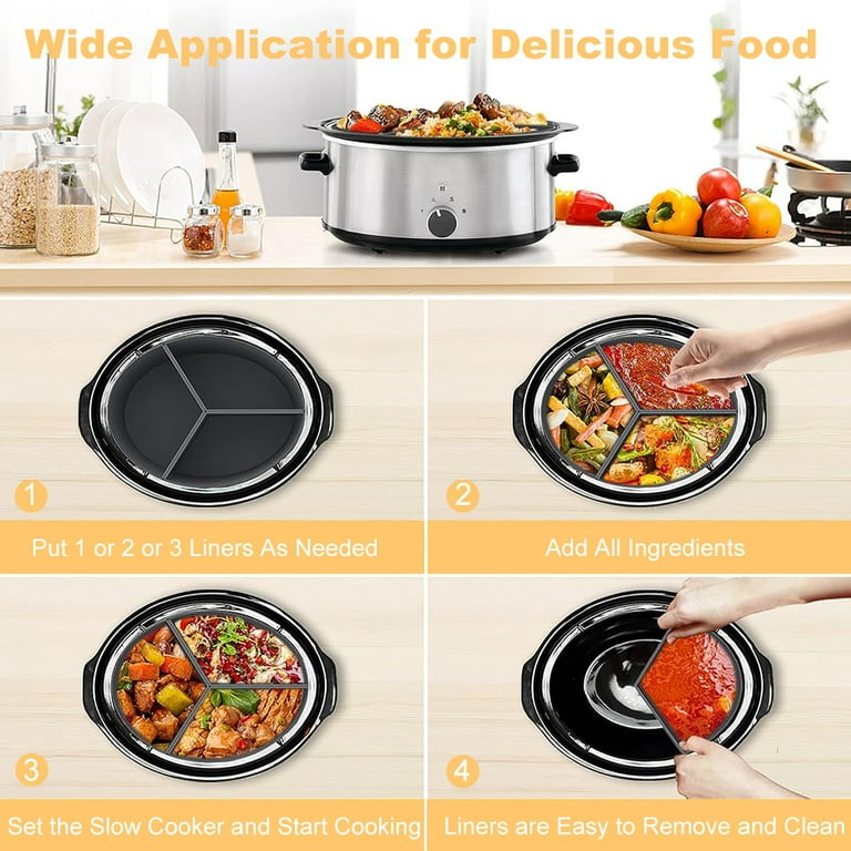 Slow Cooker Divider Silicone Liners, 7 Qt Crockpot and Slow Cookers  Compatible, Cook Two Dishes At Once - Easy Cleanup Dishwasher, BPA Free 7  Quart Fit with Crock Pot Black Liners - Yahoo Shopping