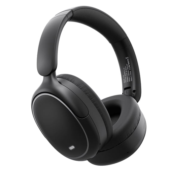 Hybrid Active Noise Cancelling Headphones -45dB, Bluetooth Headphones 5.4, Bass Boosted by 90%, 50H Playtime, ENC Clear Call, Comfort Fit Over Ear Wireless Headphone for Travel Office PC Pure Black