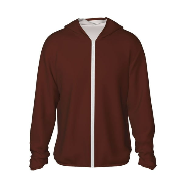 Fotbe Brown Chaqueta con Protección Solar UPF 50+ para Hombre y Mujer, Camisa con Capucha y Bolsillos-XX-Large