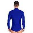 thumbnail image 2 of TiaoBug Men's Latin Salsa Samba Dance Leotard Shiny Rhinestones Raglan Sleeve Button Down Bodysuit Blue L, 2 of 7