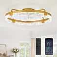 thumbnail image 1 of Ventilador de techo LEDIARY, luz regulable de perfil bajo, color dorado, 24 pulgadas, 1 of 8