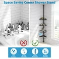 thumbnail image 6 of Tension Pole Shower Caddy Corner, 56-125'' Rustproof Stainless Steel, Adjustable, No Drilling, 4-Tier ABS Baskets, Quick Drain Design - Black, 6 of 8