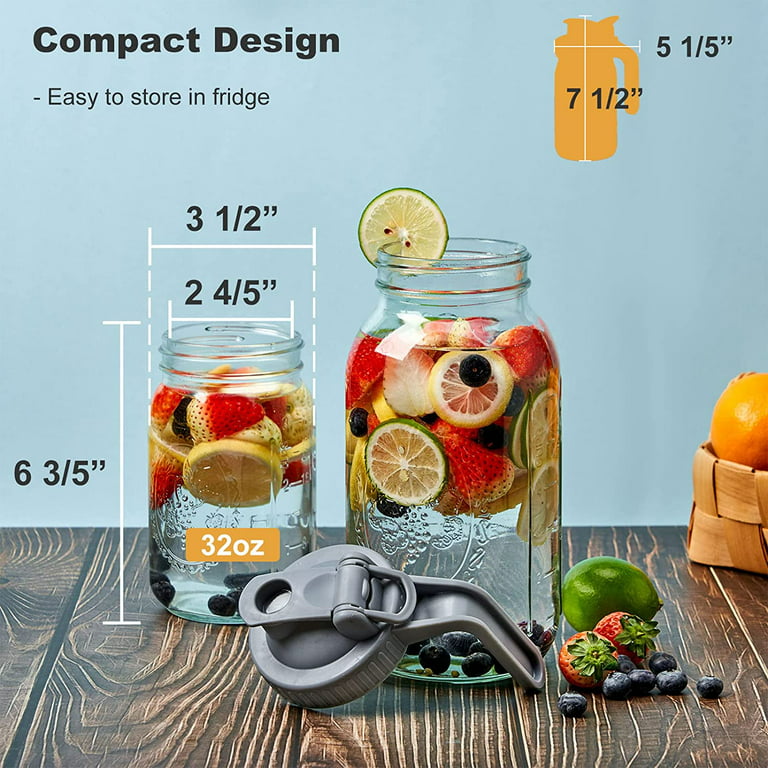 Cold Brew Coffee Maker, 64 Oz(2 Quart) Wide Mouth Glass Mason Jar Pour  Spout Lid with Stainless Steel Filter for Iced Coffee, Ice Lemonade, Fruit