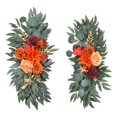 thumbnail image 1 of Tnarru 2 Pieces Wedding Arch Flowers Green Leaves Faux Flower Swag Handmade Rustic Welcome Sign Decoration for Wall Reception Window Orange, 1 of 8