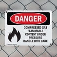 thumbnail image 5 of (2 Pack) Compressed Gas Flammable Content OSHA Danger Sign 24 Inch X 18 Inch Indoor / Outdoor Rust-Free Aluminum Metal Signs for Workplace, Workshop, and Construction Site, Made in the, 5 of 8