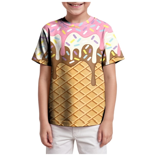 Wxirdiow Garçons Graphique Tee T-Shirts Garçon Tout-Petit Été Manches Courtes T-Shirts Coton Décontracté Graphique Col Rond Haut T-Shirts Jaune Taille,8-9 Ans