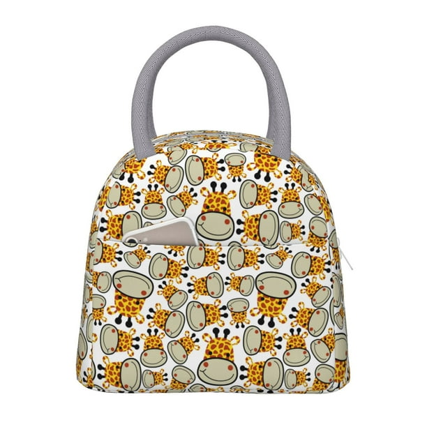 Balery Giraffes Head Bolsa de Almuerzo para Mujeres, Caja de Almuerzo, Bolsa de Almuerzo Pequeña Impermeable, Tote de Almuerzo Reutilizable con Gran Capacidad