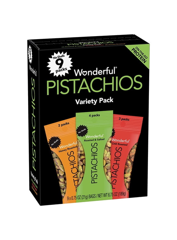 Wonderful Pistachios, No Shell Nuts, Variety Pack (Pack of 9)
