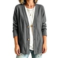 thumbnail image 5 of Dwellite Cotton Linen Cardigan for Women Lightweight V Neck Classic Button Front Breathable Stretch Relaxed Fit Casual Dark Gray L, 5 of 6
