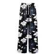 thumbnail image 5 of Women Summer Boho Palazzo Pants 2025, Floral Wide Leg Beach 2025 Trendy Cotton Elastic Waist Vacation Outfits Music Festival Tropical Print Yoga Cottagecore Coastal Grandma One Size Xl, 5 of 5