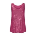 thumbnail image 5 of Htigea Womens Tank Tops Casual Fashion V Neck Strappy Sequin Sparkle Shimmer Camisole Sleeveless Tanks Tops Hot Pink,XL, 5 of 6