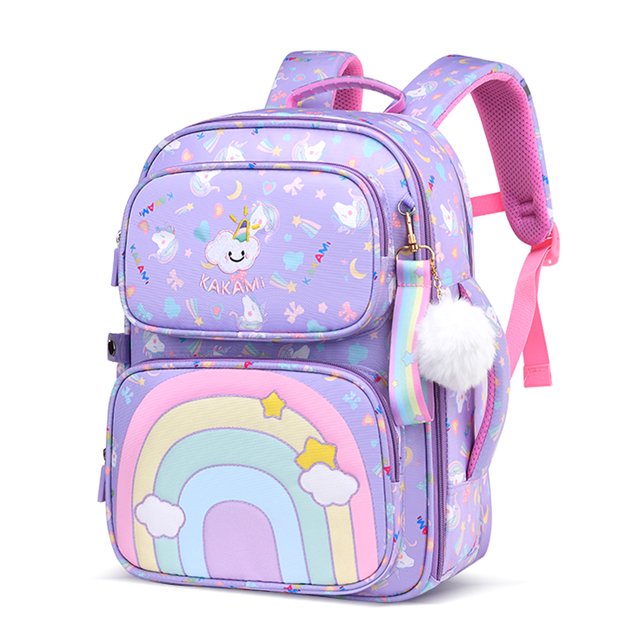 Bolsa Cute Cartoon Book Pack Mochila grande para niños con arcoíris para la escuela primaria (púrpura) Ehuebsd Para estrenar