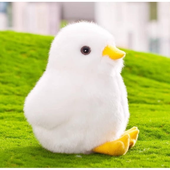 5 Inch Small Yellow Chick Plush Toys Chicken Stuffed Toys Kawaii Companion Plush Dolls - White