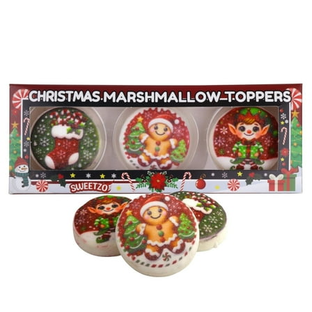 Christmas Marshmallow Toppers, Festive Holiday Treats, 3 Count, 1.27 Ounce Box