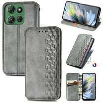Allytechgroup Wallet Case for Motorola Edge (2025), Premium PU Leather Luxury Case with Kickstand & Card Slots, Magnetic Closure Inner Soft TPU Shockproof Protective Case for Women Men, Gray
