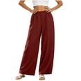 thumbnail image 3 of Otvok Womens Loose Wide Leg Palazzo Trousers, Women Elastic Waist Linen Blend High Waist Casual Vacation Pants with Pockets, 3 of 7