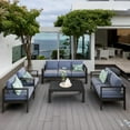 thumbnail image 5 of CozyHom 7 Seats Outdoor Patio Aluminum Furniture Sofa Set, Modern Outside Patio Conversation Sectional Sofa Chair Set with Cushions, Blue, 5 of 9