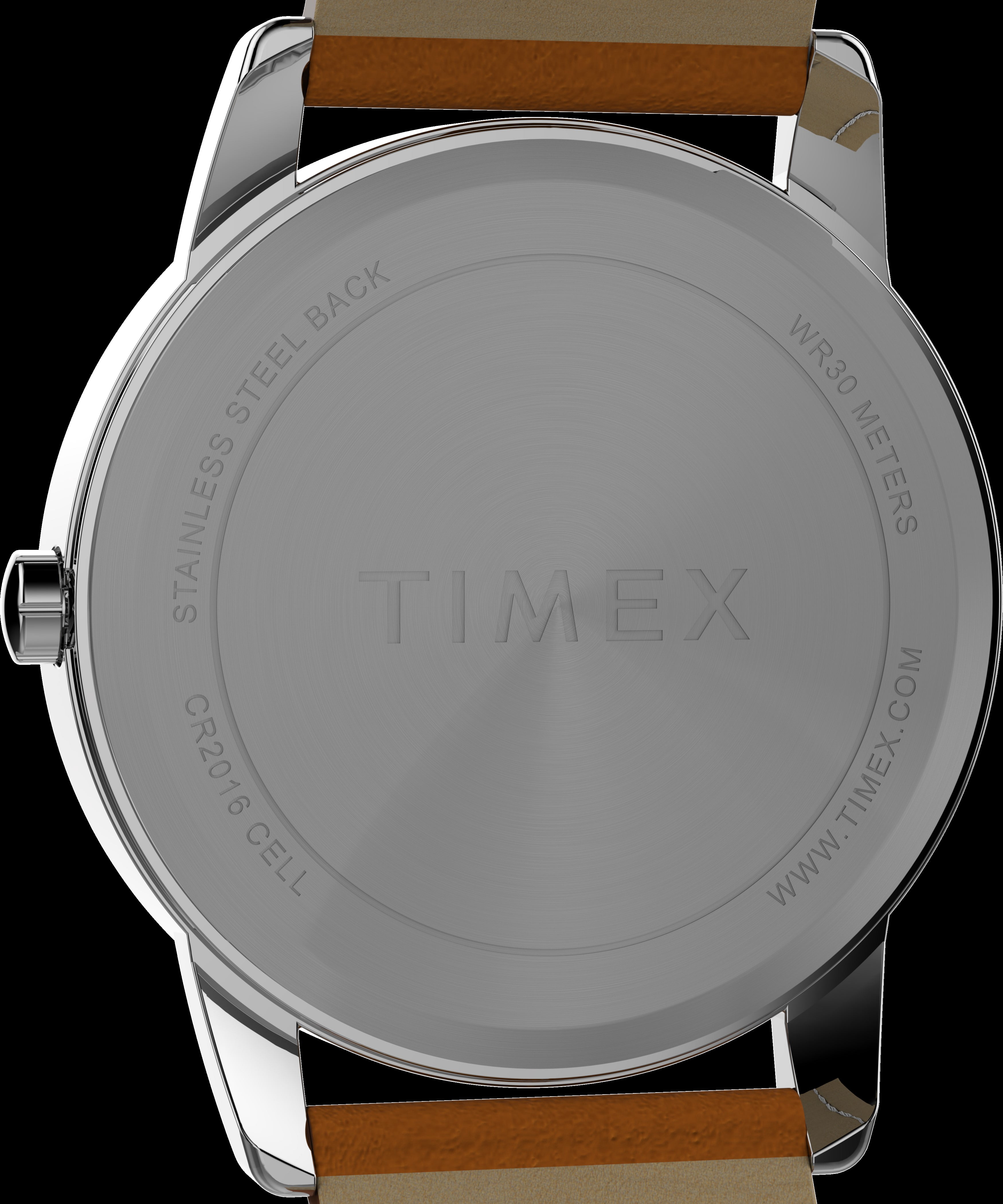 Timex Men's Easy Reader 35mm Watch - Brown Strap Green Dial Silver-Tone Case