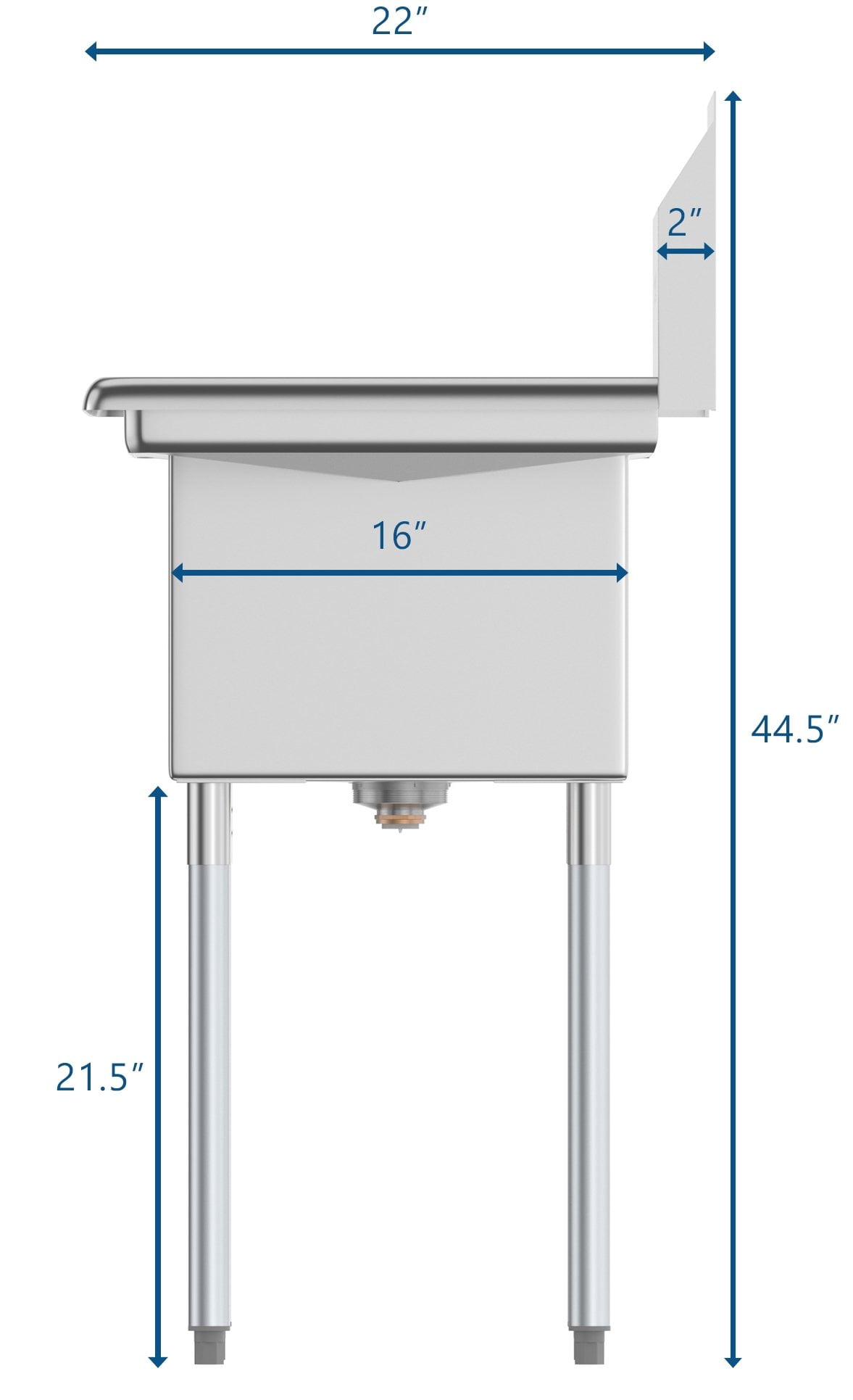1 Compartment 38" Stainless Steel Commercial Kitchen Prep & Utility Sink with 2 Drainboards - Bowl Size 14" x 16" x 11"