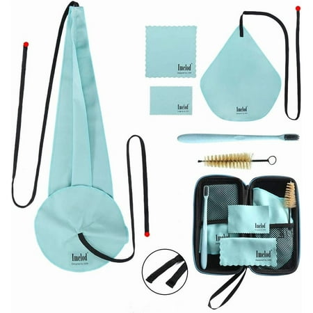 Imelod Saxophone Cleaning kit with Case for Alto Tenor Clarinet Flute and other Wind & Woodwind Struments Including Sax Cleaning Cloth(4pcs),Mouthpiece Brush(Light Blue)