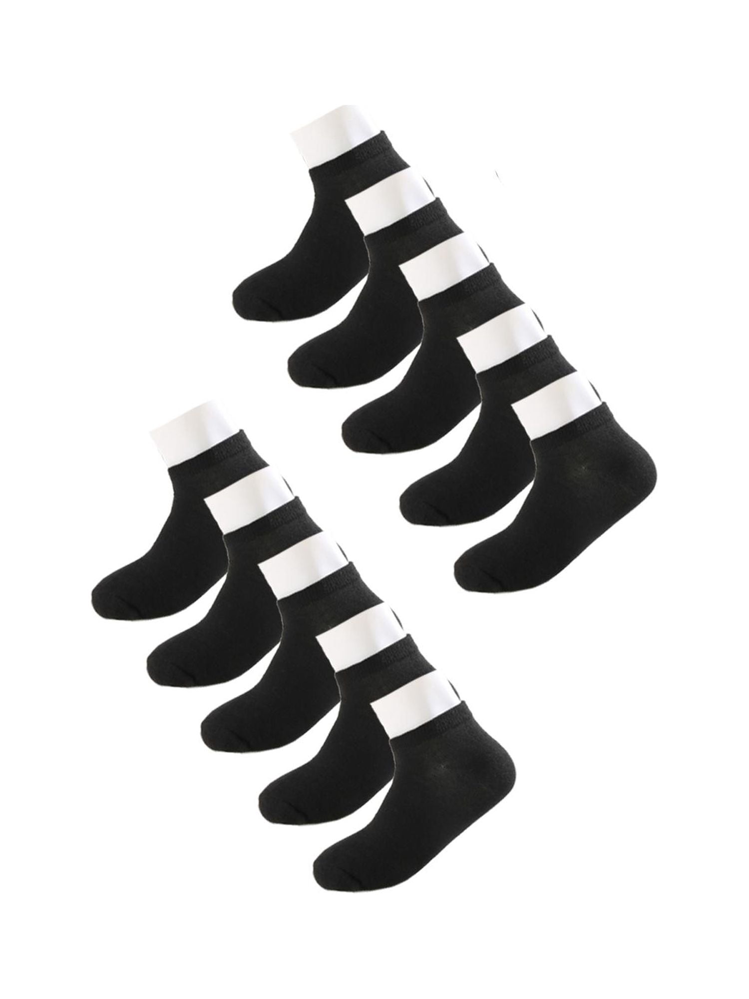INSPIRE CHIC Women's 10 Pairs Stretch Breathable Cuffs Low Cut Ankle Socks XX-Small Black