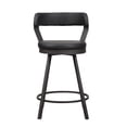 thumbnail image 3 of Black Faux Leather Upholstered Counter Height Chairs Set of 6 Dark Gray Metal Frame Dining Furniture, 3 of 5