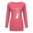 thumbnail image 3 of Hauts pour Femmes Mode Dames Décontracté Ample Col Rond T-Shirt à Manches Longues Imprimé Chat Haut Manches Longues Hauts pour Femmes en Liquidation, 3 of 4