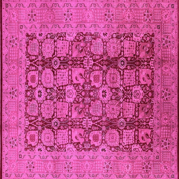 Ahgly Company Indoor Square Oriental Pink Industrial Area Rugs, 3' Square