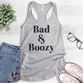 thumbnail image 2 of Bad And Boozy Tank Top, Ladies Racerback Tank Top, Booze Drinking Boozy Tank, Party Tank, Wine Alcohol Tank, Silver Gray, Medium, 2 of 3