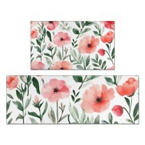 Pioneer Flower Floral Print Pattern Kitchen Rugs Sets Of 2,Anti Fatigue Kitchen Mat Rugs Non Slip Washable,Decorative Kitchen Floor Mats for Kitchen,Sink,Laundry,17"x30" 17"x47"