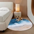 thumbnail image 5 of Area Rug 48in, Watercolor Beach Sea Wave Floor Carpet Living Room Rug, Modern Seaside Ombre Scene Non-Slip Welcome Mat Indoor Rugs for Bedroom Dining Room, 5 of 9