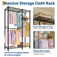thumbnail image 3 of GloryStar Large Capacity Freestanding Garment Rack, Heavy Duty Metal Closet Organizer with Adjustable Shelves and Clothes Rods, 3 of 7