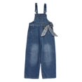 thumbnail image 5 of Ruyang Teen Girls Denim Overalls Vintage Bow Decor Adjustable Suspender Strap Straight Jean Jumpsuit Kids Fashion Back to School Bottoms, 5 of 8
