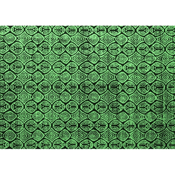 Ahgly Company Indoor Rectangle Abstract Emerald Green Modern Area Rugs, 4' x 6'